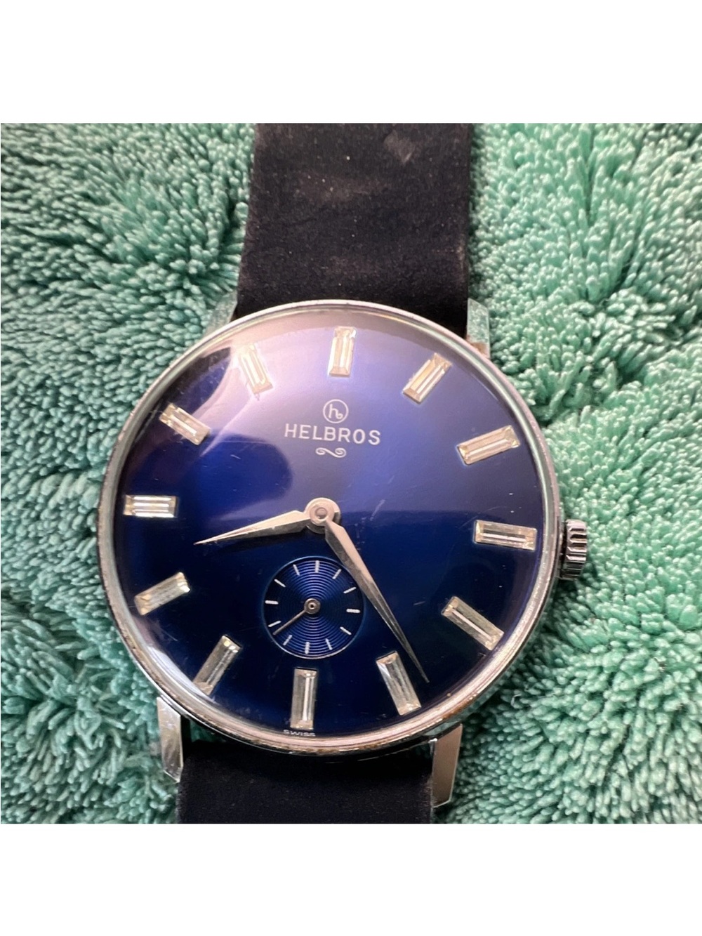 Helbros Quartz Blue Dial Small
Seconds Analog Watch Black Rubber
Strap Silver